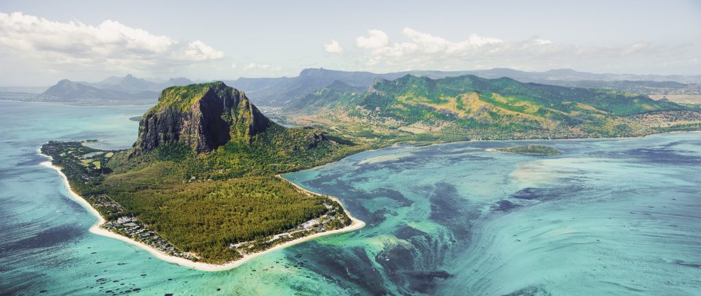 Luftaufnahme der Insel Mauritius